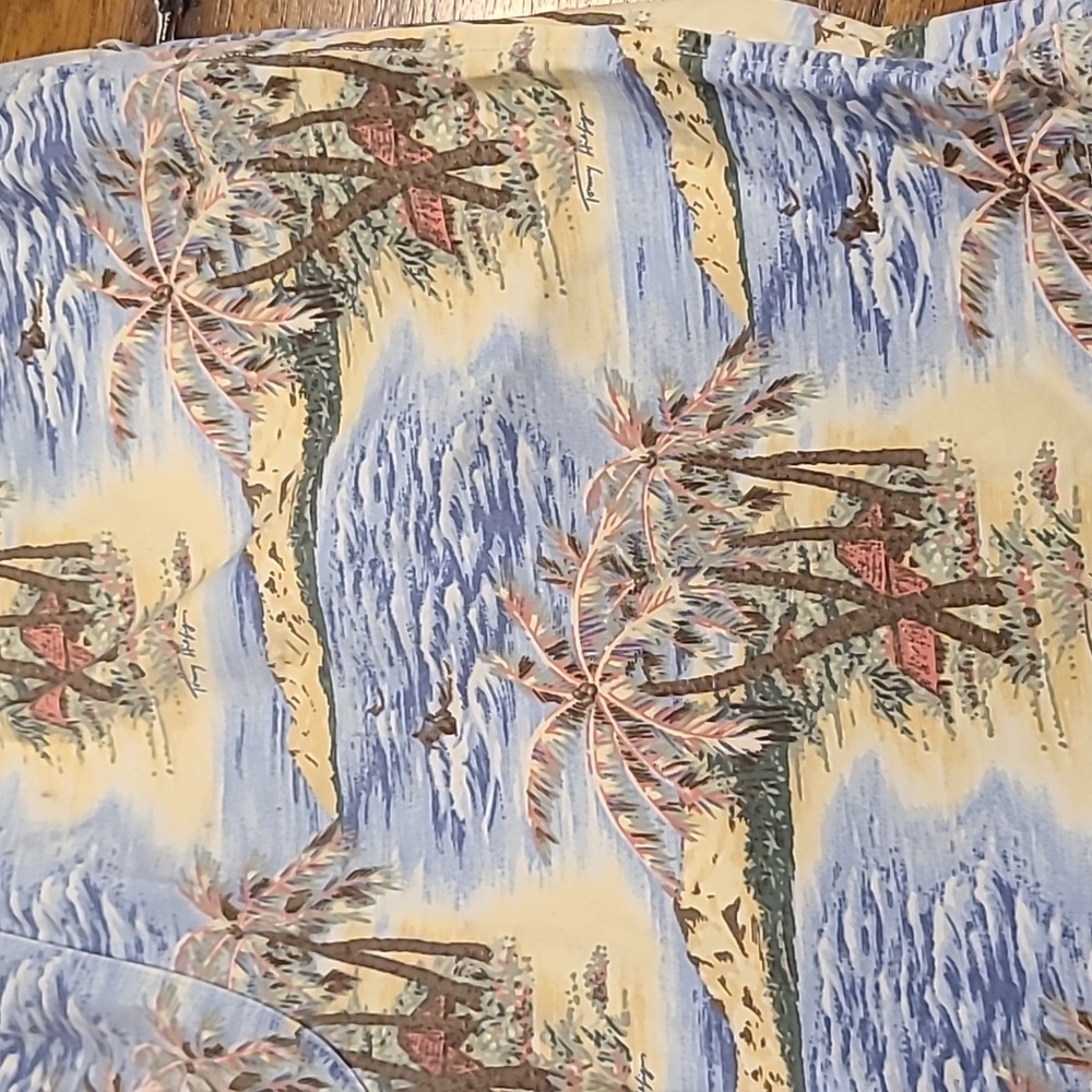 Tommy Hilfiger Chino Shorts Mens 38 Blue All Over Print Beach Palm Hawaiian - Picture 2 of 7